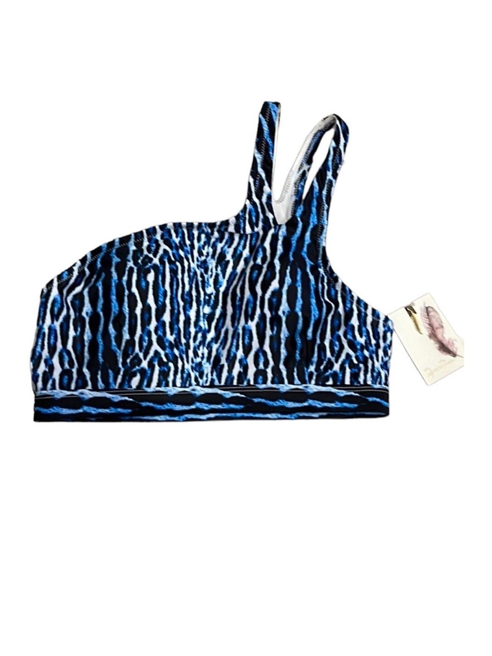 Jessica Simpson Navy Animal Safari One Shoulder Bikini Swim Top NEW